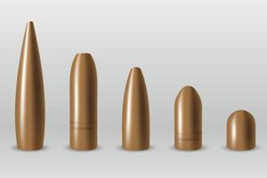 conjunto de diferentes tipos de modelo isolado de balas para seu projeto