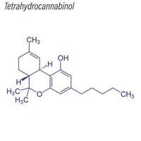 fórmula esquelética vetorial de tetrahidrocanabinol. droga química m vetor