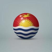 3d bola de plástico brilhante realista ou esfera com bandeira de kiribati vetor