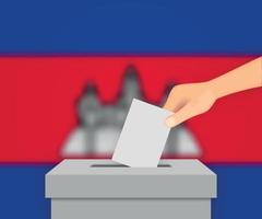 fundo de bandeira de eleição do Camboja. urna com modelo fla turva para seu projeto