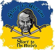 cossaco ucraniano com um sabre, camisetas de design vintage grunge vetor