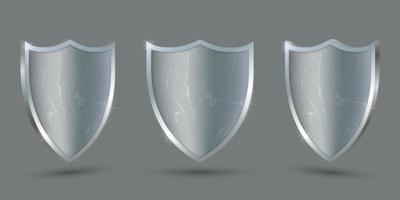 escudo de metal em fundo transparente, proteja o ícone. modelo para seu projeto vetor
