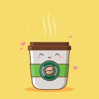 xícara de café quente feliz bonito vetor