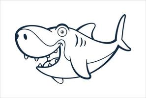 esboço de personagem de desenho animado de tubarão de sorriso grande vetor