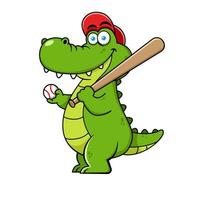 vetor premium de personagem de desenho animado de crocodilo de jogador de beisebol engraçado