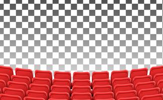 assentos vermelhos vazios no modelo isolado de filme de teatro frontal vetor