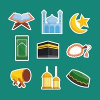 conjunto de coleção de adesivos islâmicos do ramadã vetor