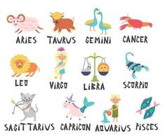 personagens fofos dos signos do zodíaco vetor