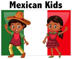Mexicano, crianças, com, bandeira, fundo vetor