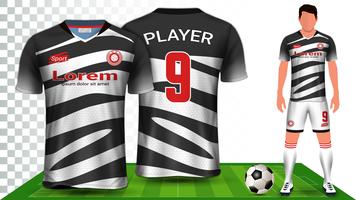 Camisa de futebol, camisa de esporte ou modelo de maquete de apresentação de uniforme de futebol Kit. vetor