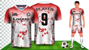 Camisa de futebol, camisa de esporte ou modelo de maquete de apresentação de uniforme de futebol Kit. vetor