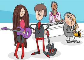 garota dos desenhos animados e cara com guitarras e banda musical vetor