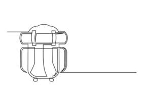 desenho de uma linha contínua de uma mochila vetor