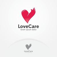 conceito de design de logotipo de amor e cuidado vetor