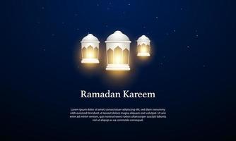 gráfico de vetor de ramadan kareem com lanterna branca. apto para cartão, papel de parede e outros.