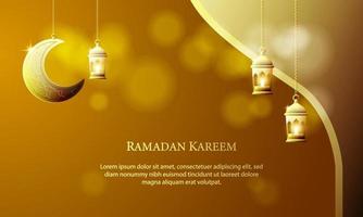 gráfico vetorial de ramadan kareem com lanterna e lua crescente. apto para cartão, papel de parede e outros. vetor