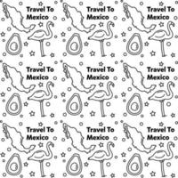 viajar para o méxico doodle design de vetor padrão sem emenda