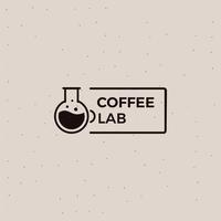 Logotipo de velha escola de laboratório de café. Copo com uma ilustração preta da bebida da energia. Banner plana de vetor