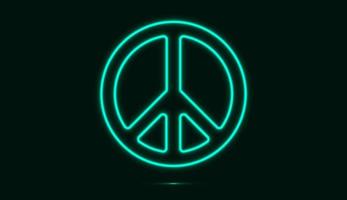símbolo da paz na cor neon azul brilhante isolada em fundo escuro. ilustração vetorial