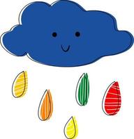 estilo de doodle desenhado à mão de chuva de nuvem fofa para criança, bebê, tecido, papel de parede vetor