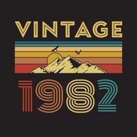 design de camiseta retrô vintage de 1982, vetor, fundo preto vetor