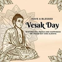 design de ilustração de dia de vesak desenhado à mão vetor