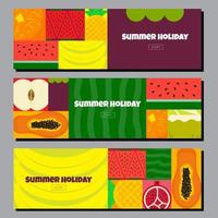 férias de verão, ilustração tropical de frutas, modelo de design de banner, vetor plano