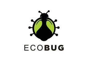 logotipo do bug, bug em destaque e folhas no corpo do bug vetor