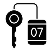 ícone de glifo de chave de quarto vetor