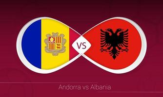 Andorra vs Albânia em competição de futebol, grupo i. contra o ícone no fundo do futebol. vetor