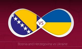 bósnia e herzegovina vs ucrânia na competição de futebol, grupo d. contra o ícone no fundo do futebol. vetor