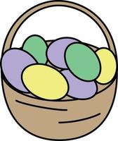 cesta com ovos de páscoa coloridos. ilustração vetorial de bebê vetor