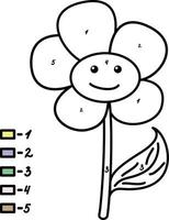 livro de colorir para crianças - flor, cor por ilustração number.vector para crianças. vetor