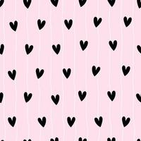padrão de dia dos namorados sem costura fundo do dia dos namorados corações negros em fundo rosa uso para impressão, papel de parede, ilustração vetorial de decoração vetor