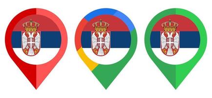 ícone de marcador de mapa plano com bandeira da Sérvia isolada no fundo branco vetor