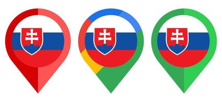 ícone de marcador de mapa plano com bandeira da Eslováquia isolada no fundo branco vetor