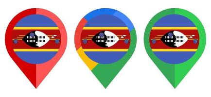 ícone de marcador de mapa plano com bandeira da suazilândia isolada no fundo branco vetor