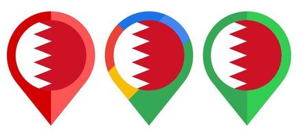 ícone de marcador de mapa plano com bandeira do Bahrein isolada no fundo branco vetor