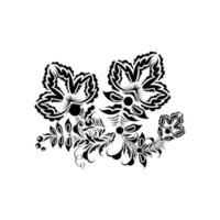 linda silhueta preta de flores de lótus. a linha preta desenhada em um fundo branco. ilustração vetorial vetor