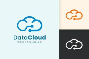nuvem ou logotipo de dados em estilo moderno com cor azul vetor
