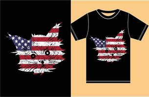 bandeira americana com design de camiseta de gato. arte do ilustrador da adobe vetor