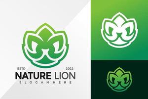 modelo de ilustração vetorial de design de logotipo de flor de lótus de leão de natureza vetor
