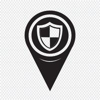 Map Pointer Shield sign Ícone de proteção vetor