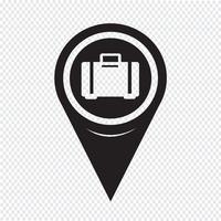 Mapa de ponteiro de bagagem ícone vetor