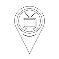 Ícone de TV de ponteiro de mapa vetor
