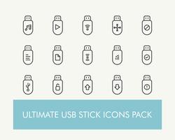 Ultimate simples USB ou Flash Drive ou unidade USB Icons Pack vetor