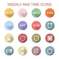 ícones de sombra semanal e tempo de duração
