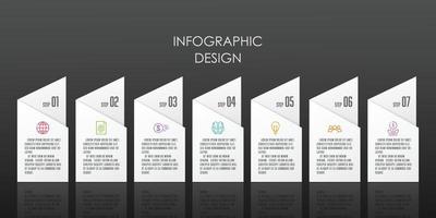 modelo de infográfico de negócios de apresentação vetorial com 7 etapas. vetor