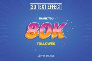 80k efeitos de texto 3d editáveis especiais vetor