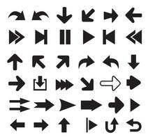 conjunto de ícones de setas de silhuetas de sinais de cursor direcional vetor